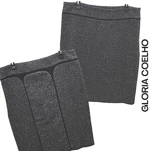 Gloria Coelho NWT Black White Tweed Straight Skirt Large